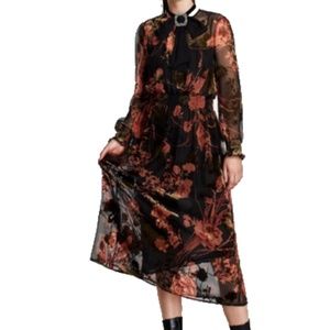 ZARA Velvet Burnout Midi Dress